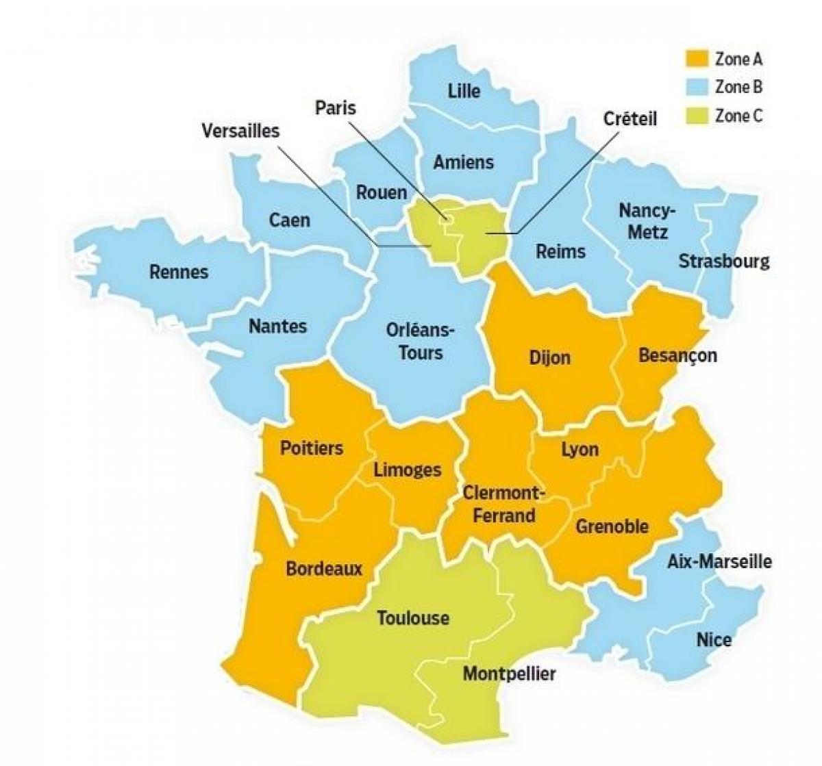 mapa de la escuela de Francia