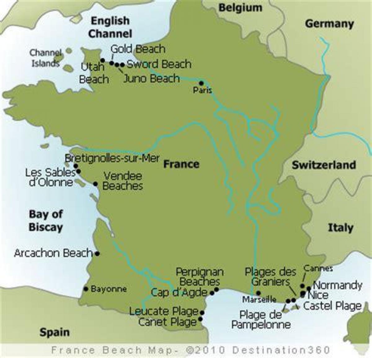 mapa de Francia playa