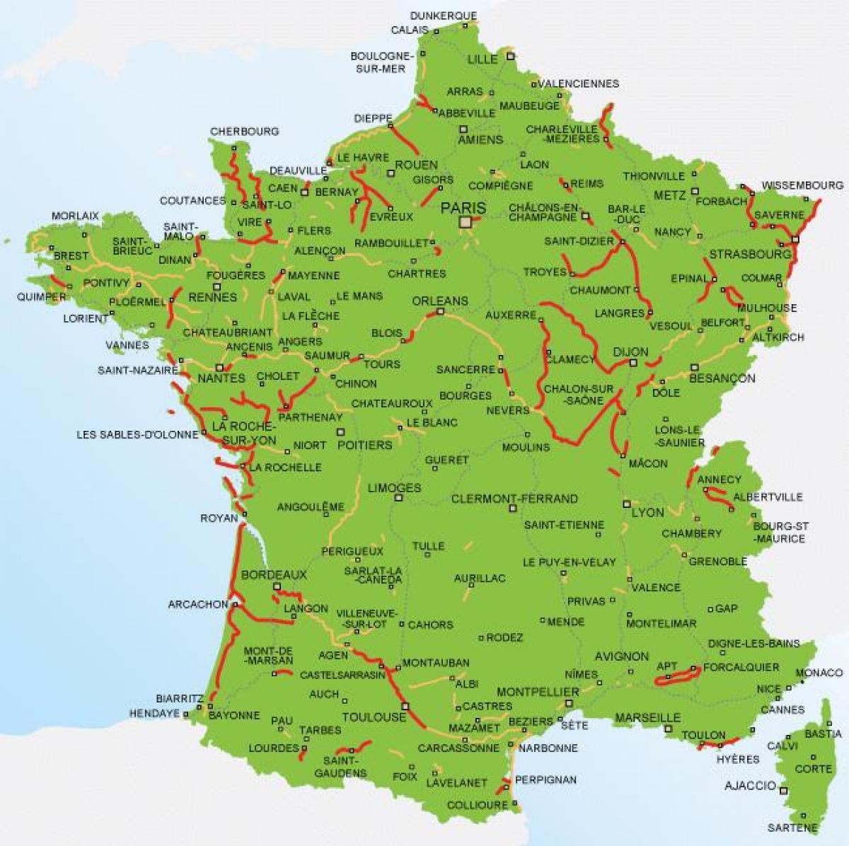 En bicicleta por francia mapa