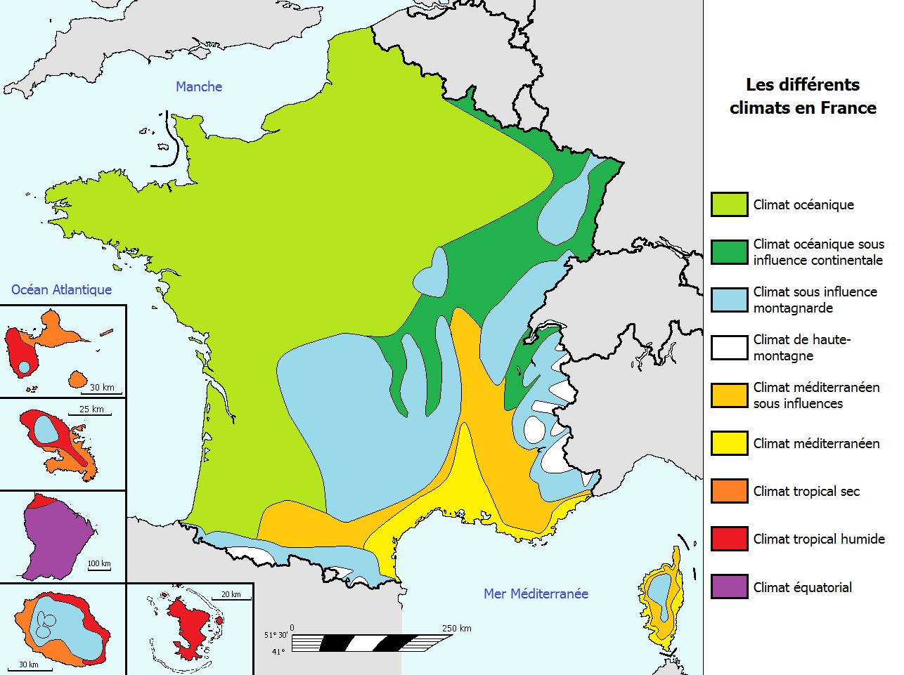 Francia mapa del tiempo Mapa de Francia clima (Europa Occidental