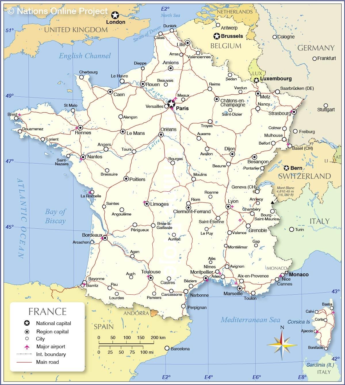 mapa de Francia de capital