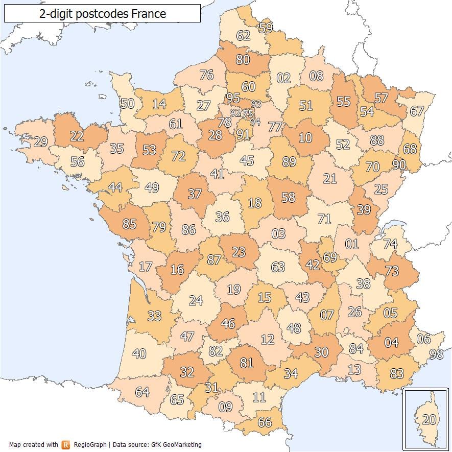 Francia código postal mapa