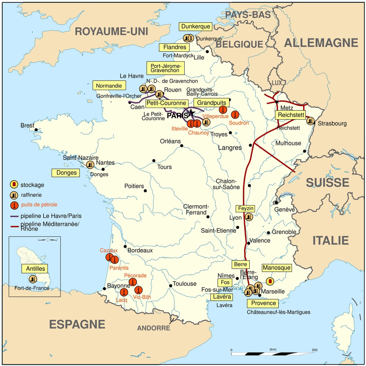 mapa de Francia de gasolina
