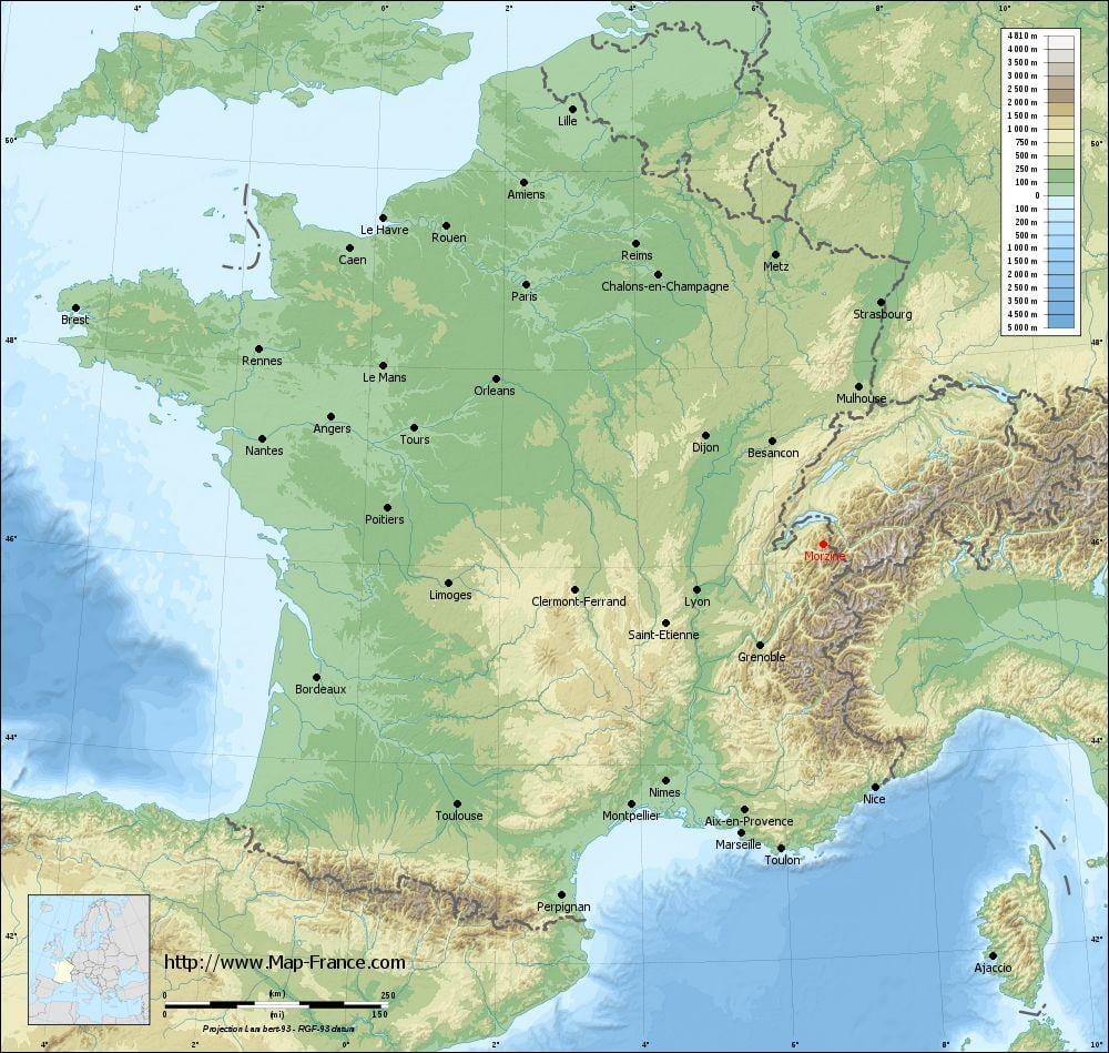 mapa de Francia alivio