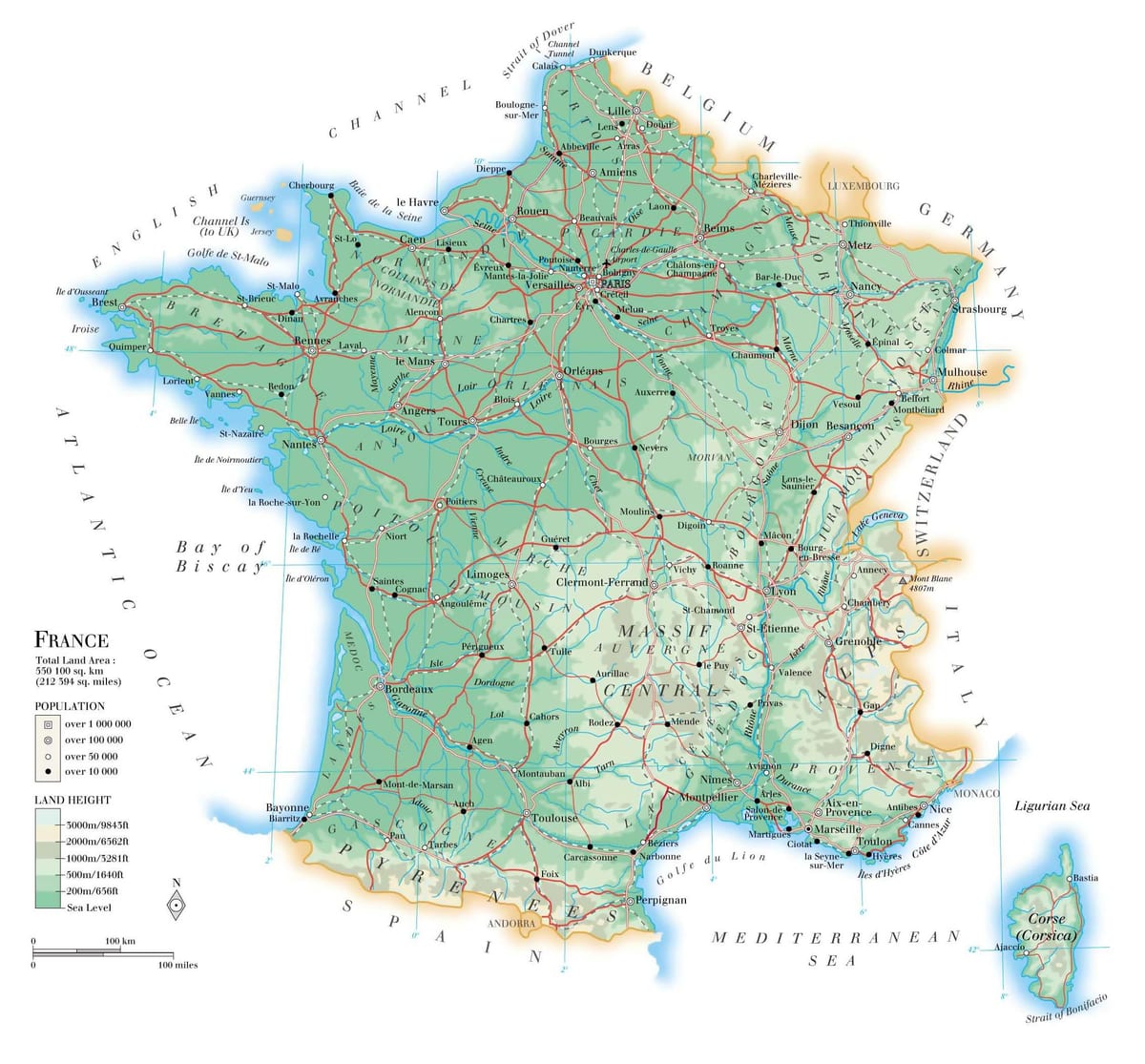mapa geográfico de Francia