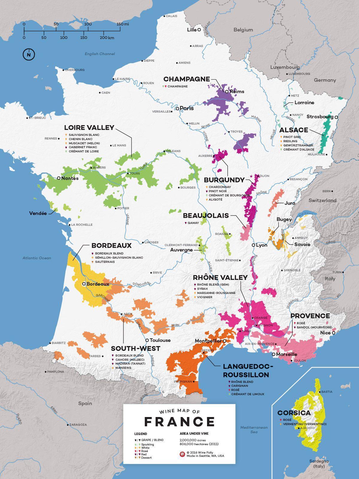 Francia, el país del vino mapa