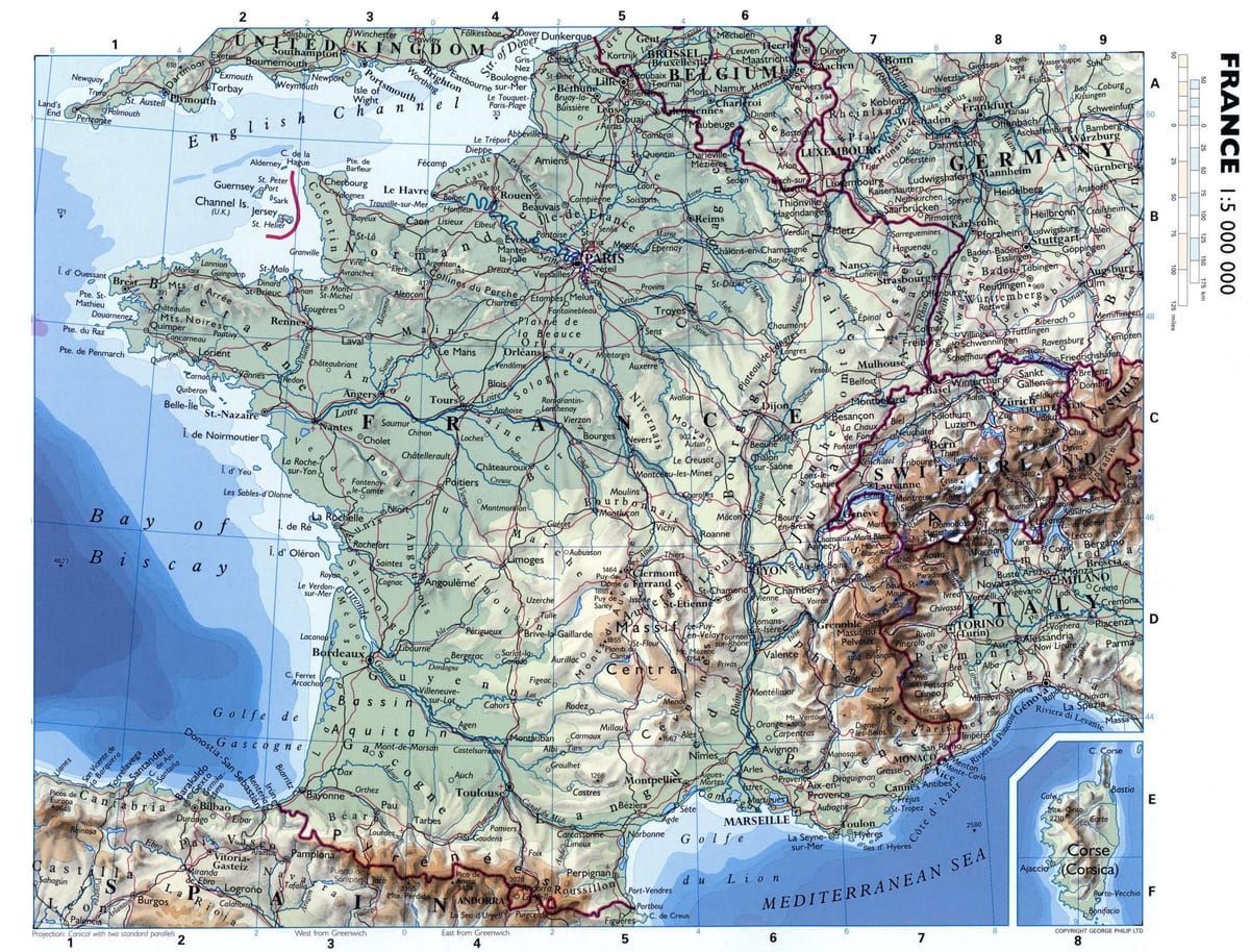 el mapa más grande de Francia con las ciudades