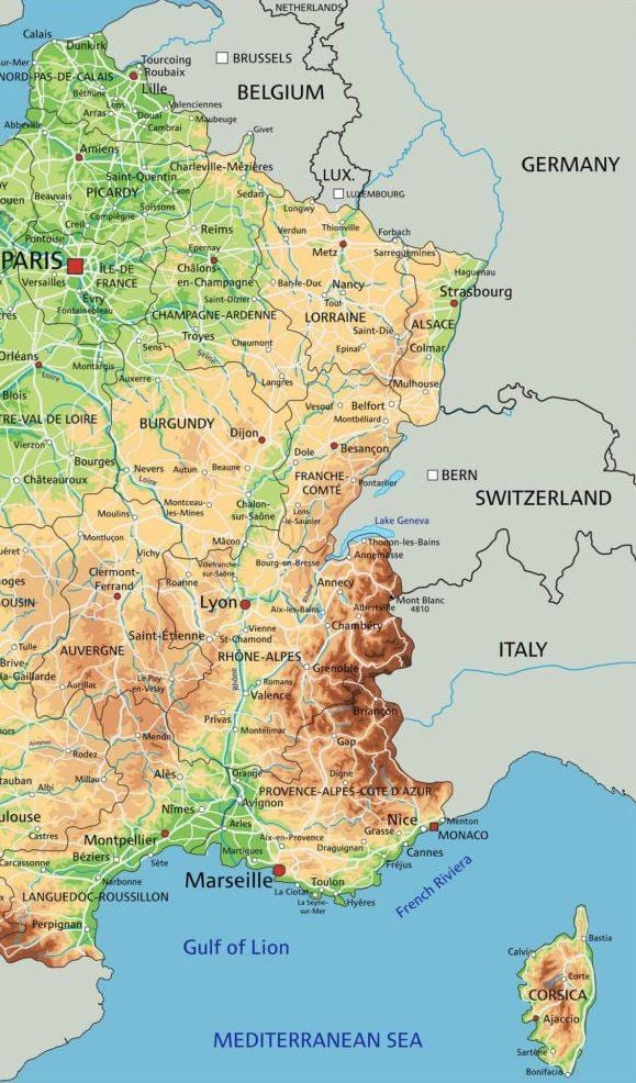 mapa de Francia oriental