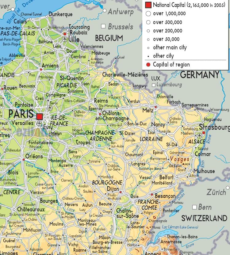 mapa de Francia north east