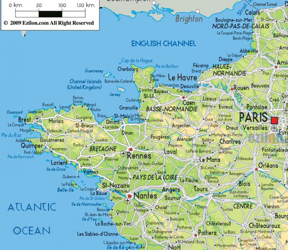 Mapa del noroeste de Francia - Mapa de Francia del norte occidental