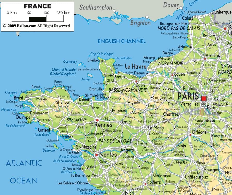 mapa de la costa norte de Francia