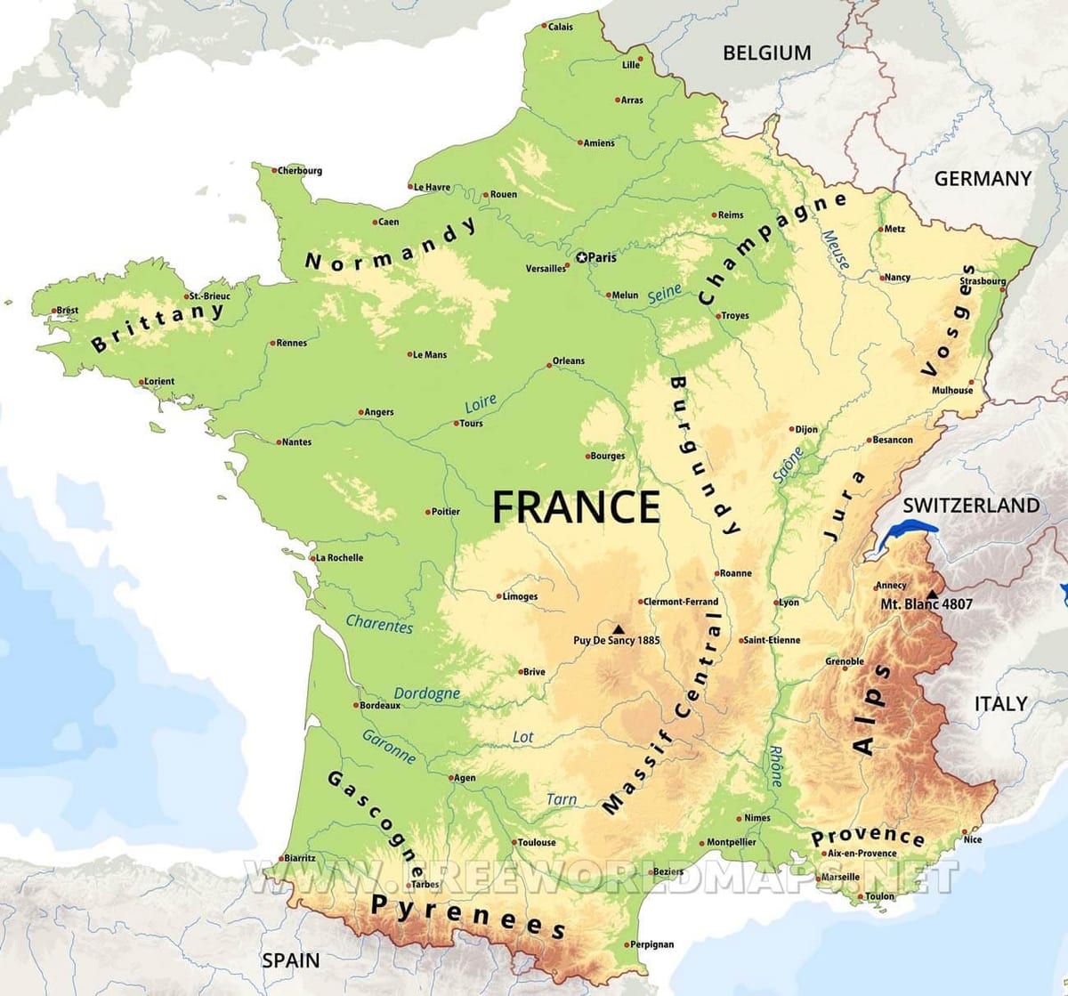 Francia características físicas mapa