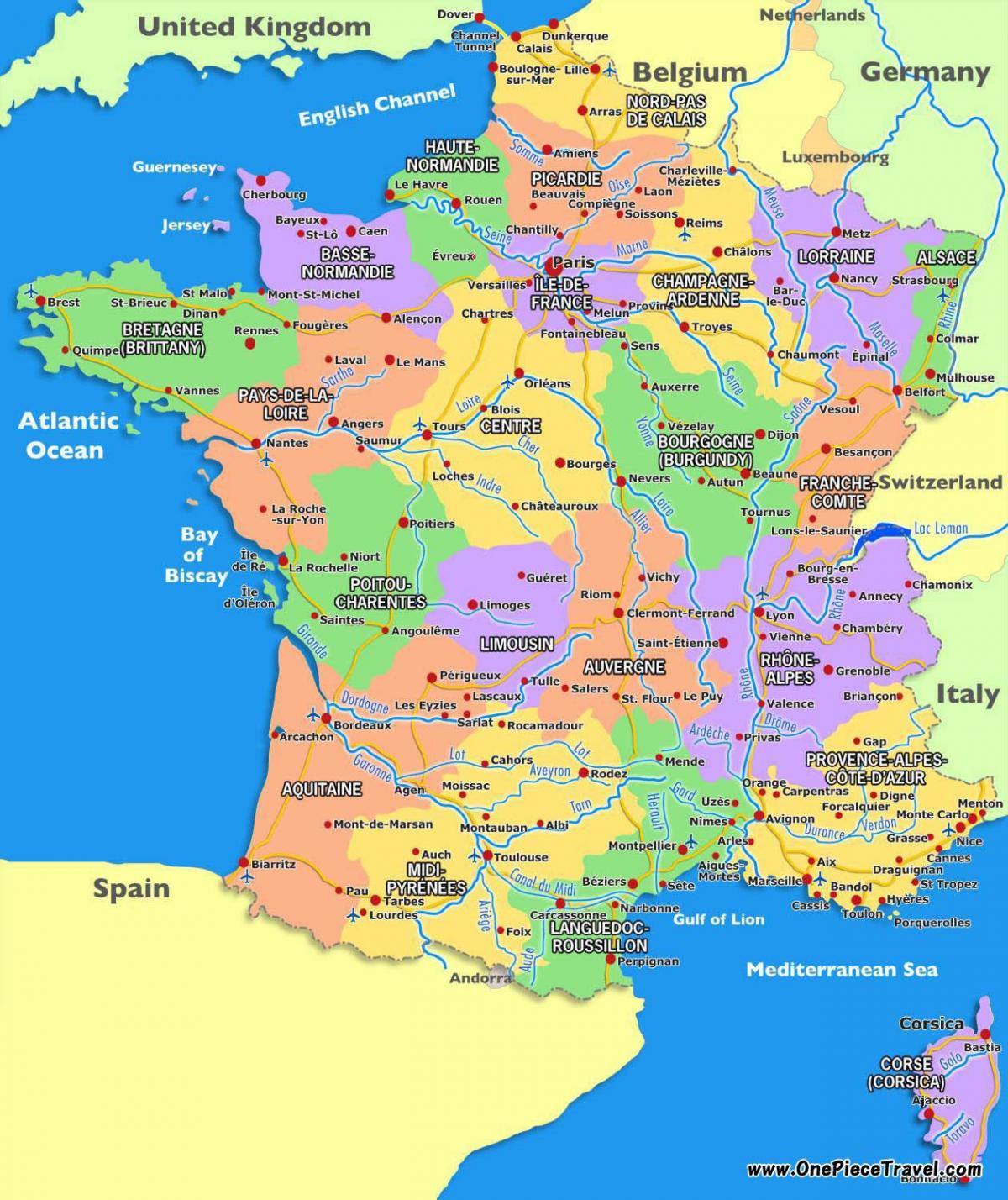 mapa turístico de Francia lugares de interés turístico