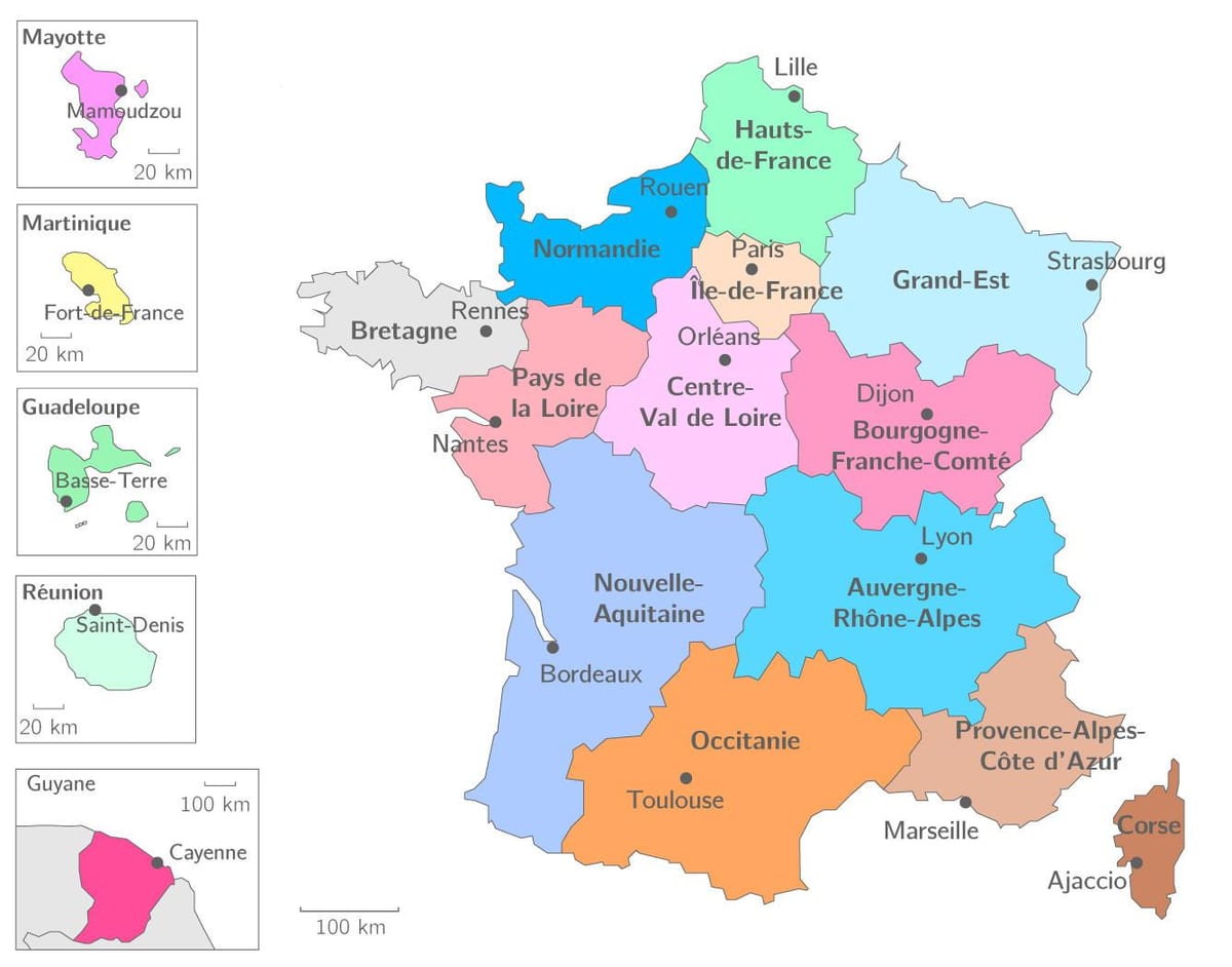 mapa de la región Francia