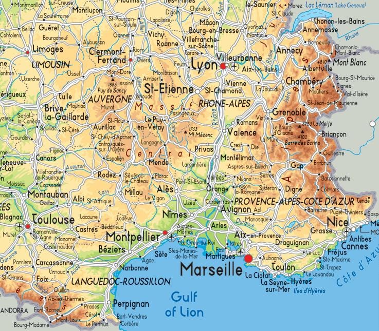 mapa de Francia sur oriente