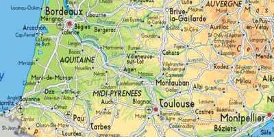 Mapa de sur oeste de Francia
