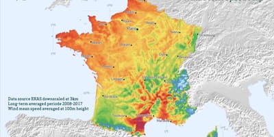 Mapa de Francia viento