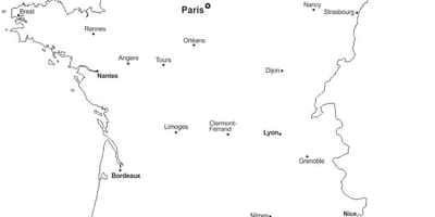 Francia esquema del mapa con las ciudades