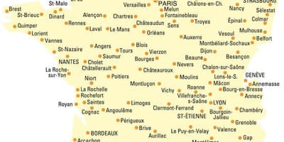Mapa de Francia con todas las ciudades
