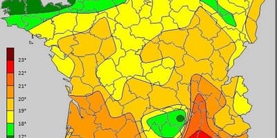 Mapa de Francia de temperatura