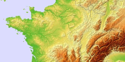 El mapa topográfico de Francia