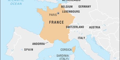 Mapa de Francia y de los países vecinos