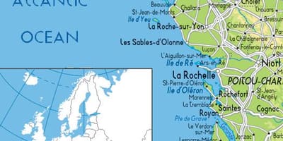 Mapa de Francia de la costa oeste