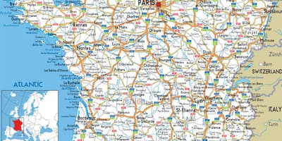 Mapa de Francia con distancias