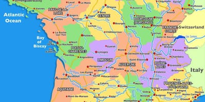 Mapa turístico de Francia lugares de interés turístico