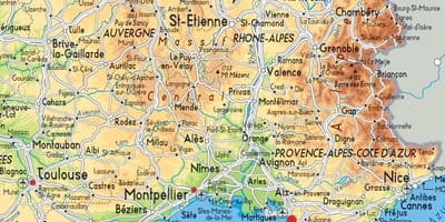 Mapa de Francia sur oriente